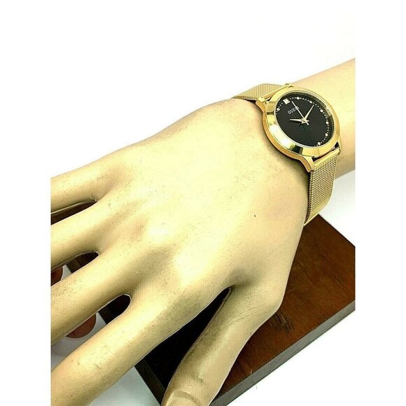 Guess Women's Watch U1197L5 Quartz Black Dial Gold Mesh Stainless Steel … - Picture 3 of 12